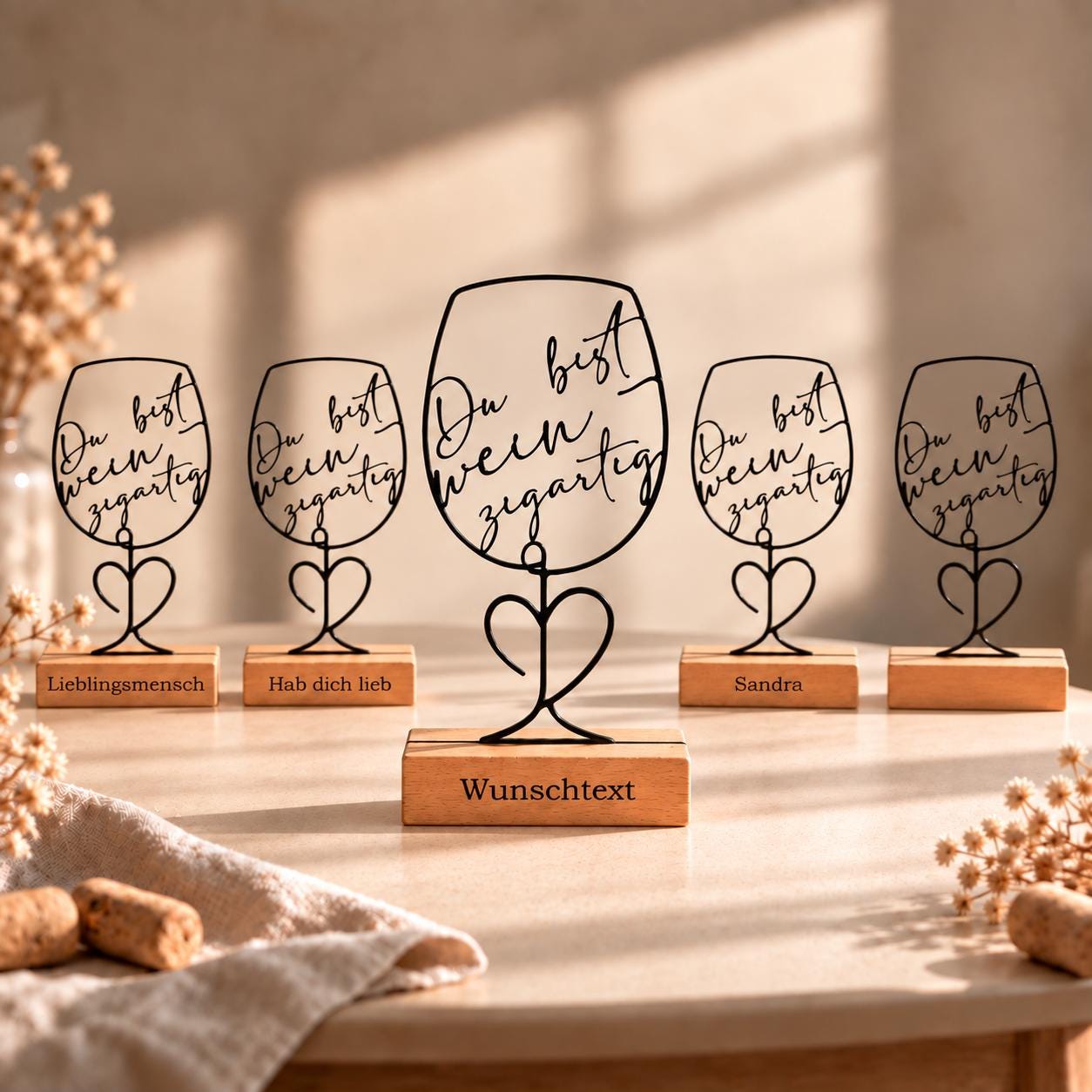Personalisierte Weinglas Deko | Weinliebhaber Geschenk | Tischdeko