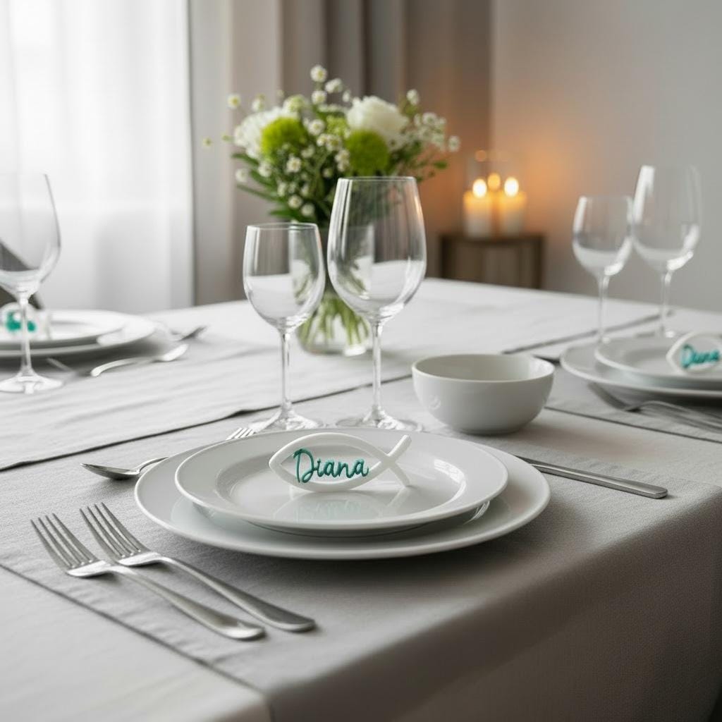 Platzkarten Taufe personalisiert | Fisch Namensschilder für Kommunion, Konfirmation & Hochzeit