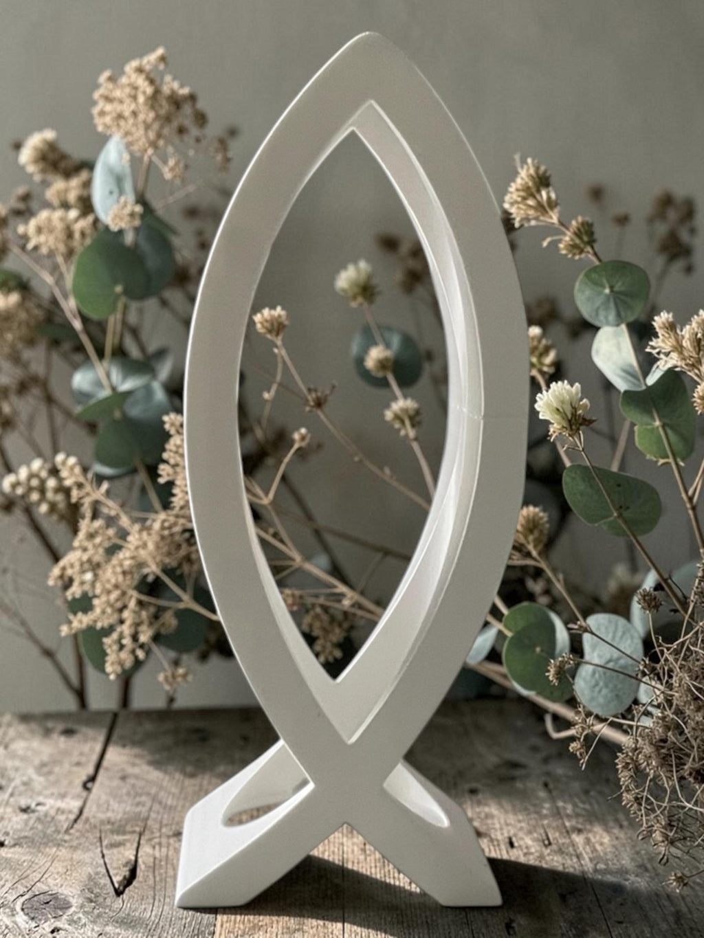 Kerzenständer Ichthys Design für Taufe, Kommunion & Konfirmation | Geschenkidee | personalisierbar
