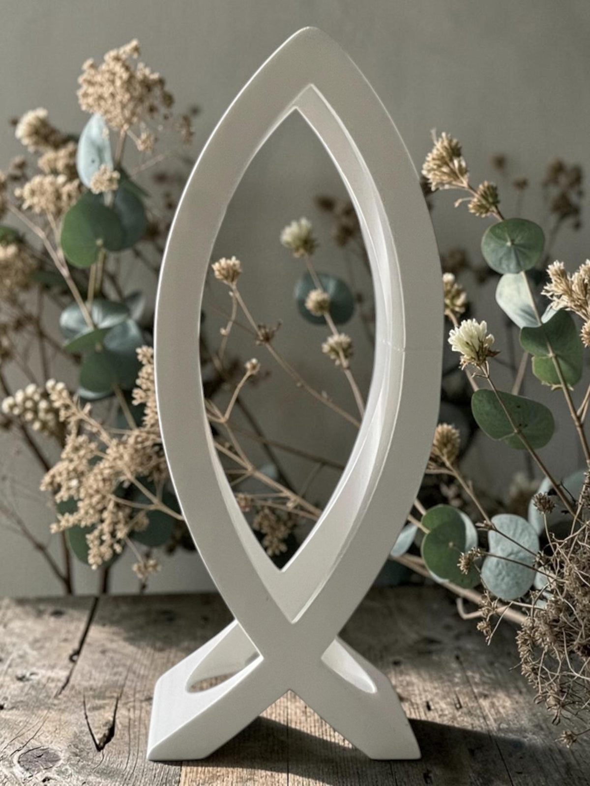 Kerzenständer Ichthys Design für Taufe, Kommunion & Konfirmation | Geschenkidee | personalisierbar