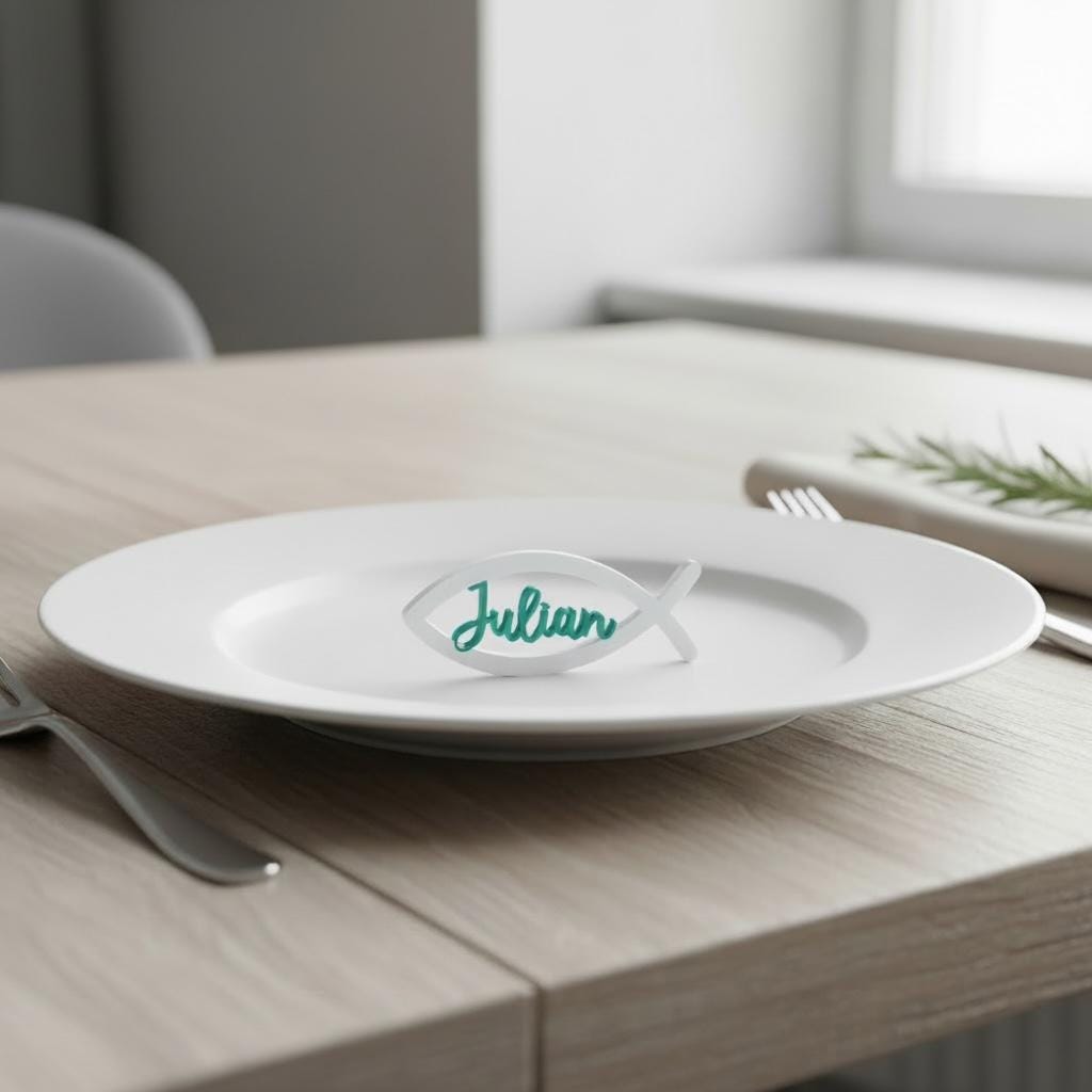 Platzkarten Taufe personalisiert | Fisch Namensschilder für Kommunion, Konfirmation & Hochzeit