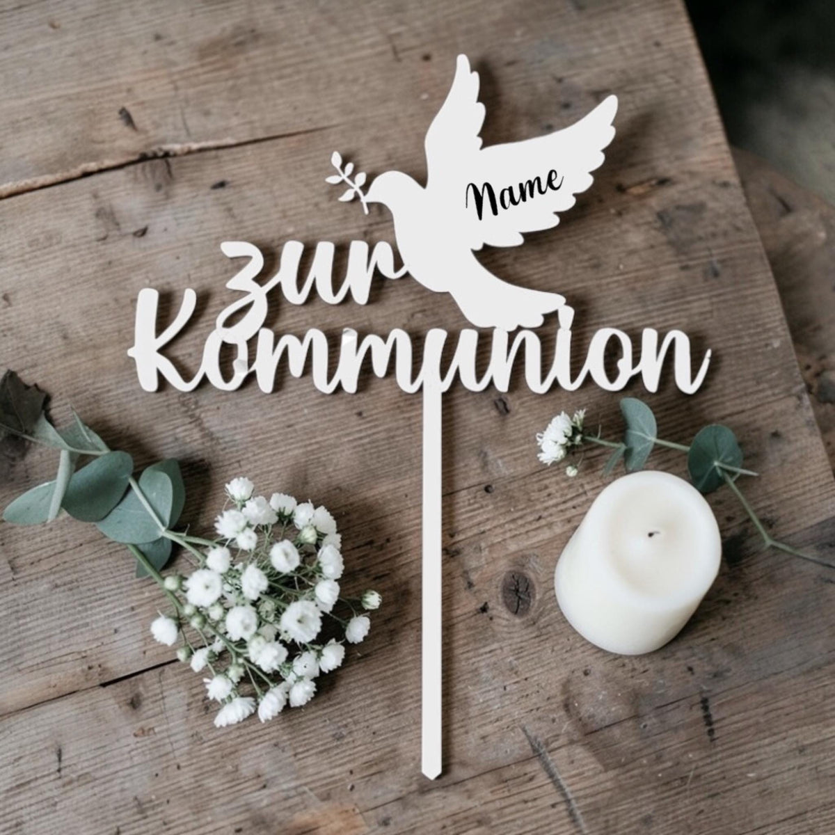 Cake Topper Kommunion | Personalisierbar | Tortenstecker | Tortendeko | Geschenkidee Kommunion | 3D-Druck