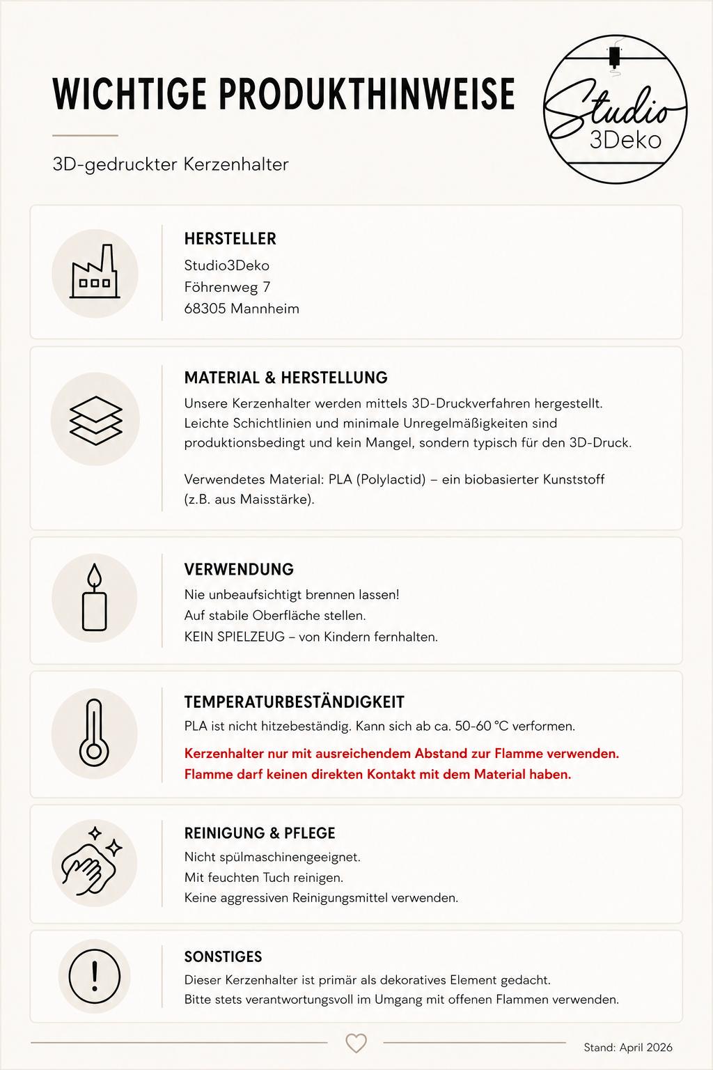Kerzenhalter für Taufe, Kommunion & Konfirmation – Moderner Kerzenhalter – Geschenkidee