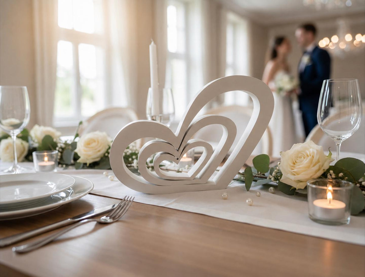 Moderne Hochzeitsdeko Herzen | 3D Druck | 3er Herz Set | Elegante Tischdekoration Hochzeit | Tischdeko Hochzeit