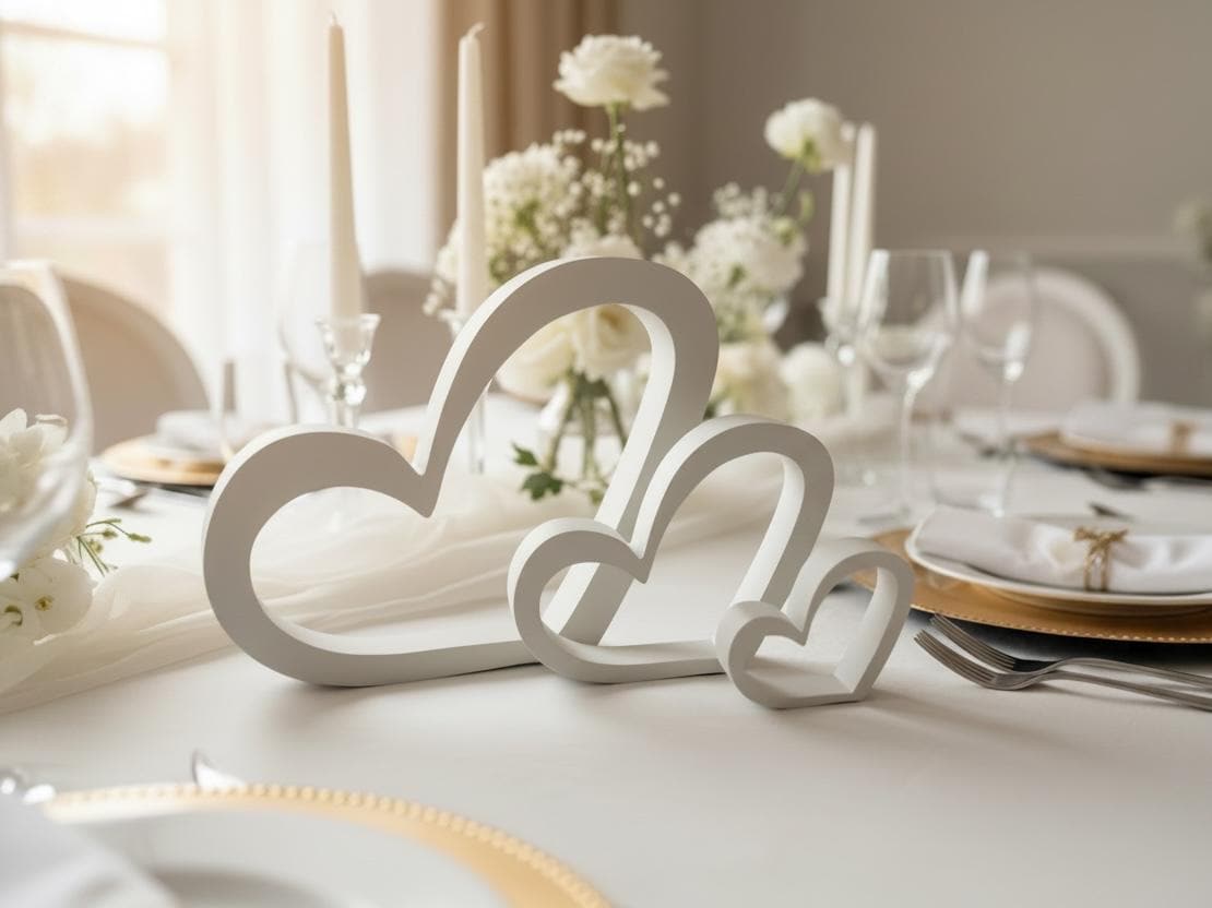 Moderne Hochzeitsdeko Herzen | 3D Druck | 3er Herz Set | Elegante Tischdekoration Hochzeit | Tischdeko Hochzeit