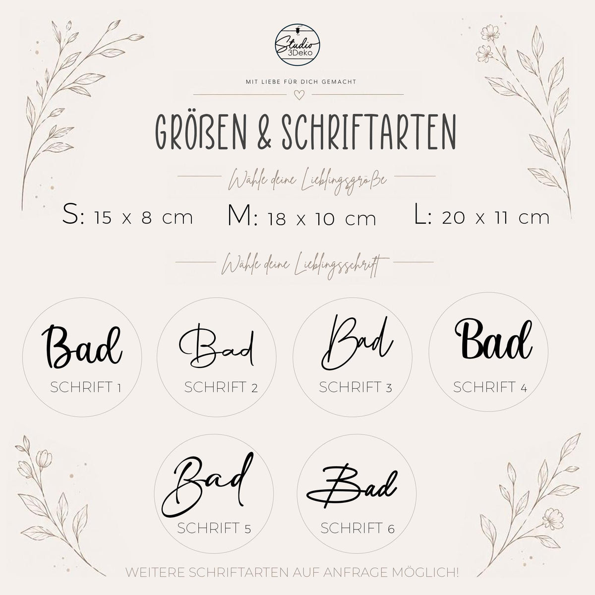 Bad Türschild personalisiert | Modernes Badezimmer Schild aus 3D Druck | Minimalistische Badezimmer Deko