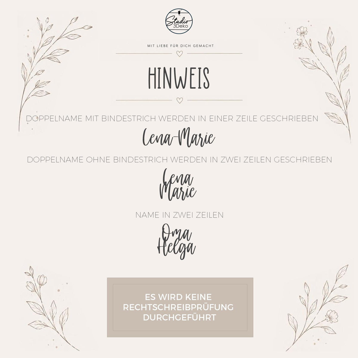 Moderne Platzkarten | Sitzplatz Personalisierte Namensschilder für besondere Anlässe | 3DDruck | Hochzeit | Taufe | Komm