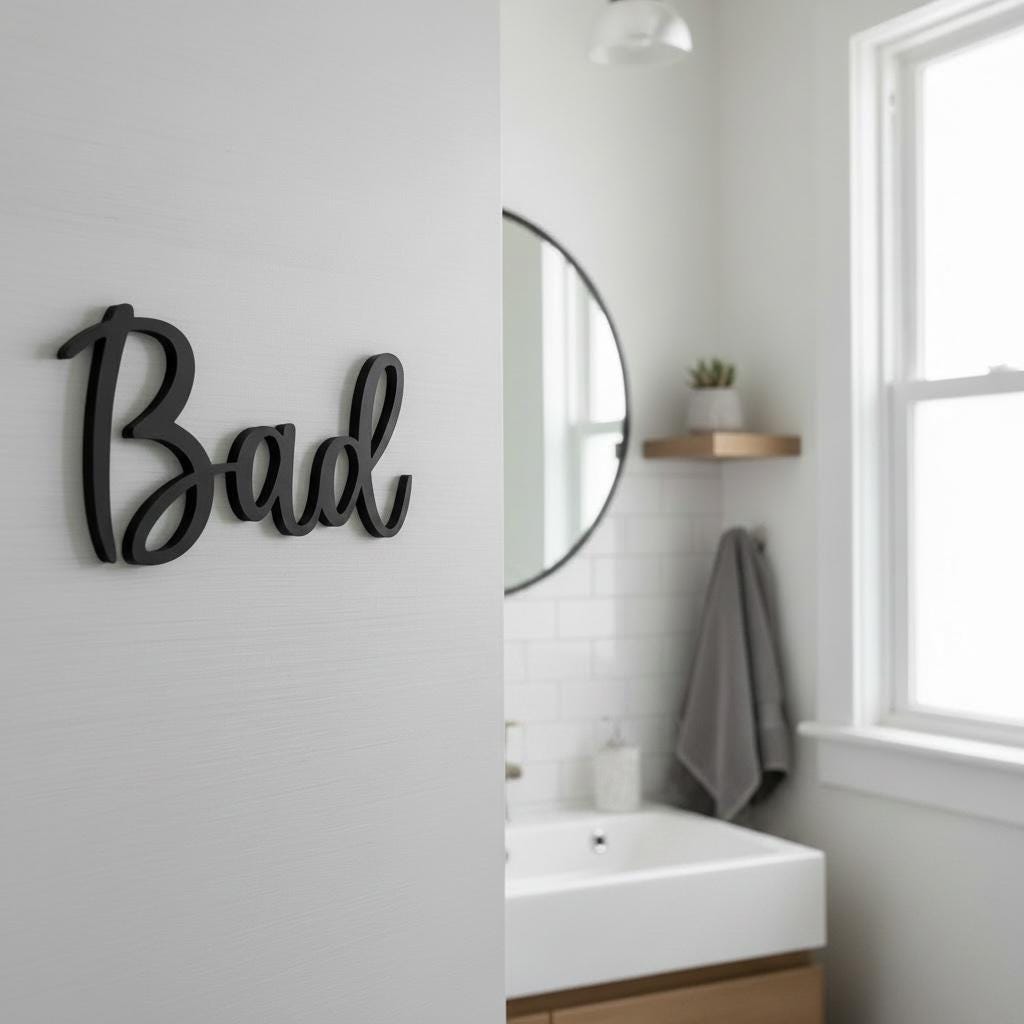 Bad Türschild personalisiert | Modernes Badezimmer Schild aus 3D Druck | Minimalistische Badezimmer Deko