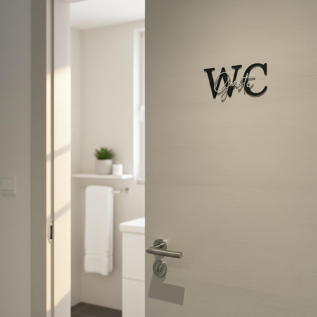 Gäste WC Türschild aus dem 3D Drucker | Modernes Badezimmer Schild | WC Wanddeko | Personalisiertes Toilettenschild | Mi
