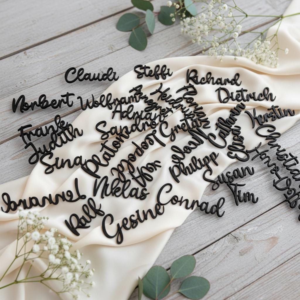 Moderne Platzkarten | Sitzplatz Personalisierte Namensschilder für besondere Anlässe | 3DDruck | Hochzeit | Taufe | Komm