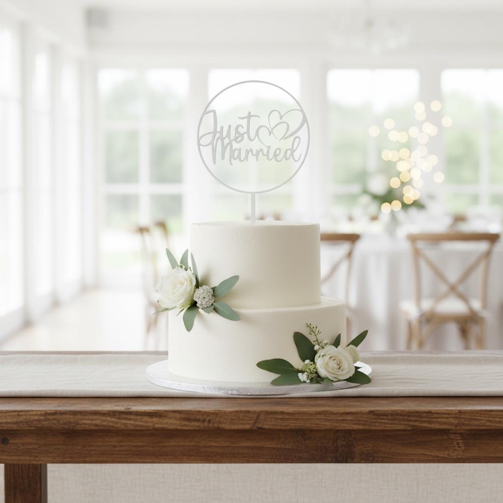 Caketopper Just Married | Hochzeitstorte Topper aus dem 3D Drucker | Tortendeko Hochzeit | Cake Topper mit Herz | Weddin