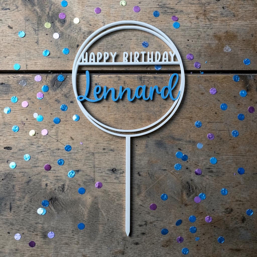 Personalisierter Cake Topper mit Name | Happy Birthday Caketopper | Tortendeko Geburtstag | 3D Druck | schlicht & modern