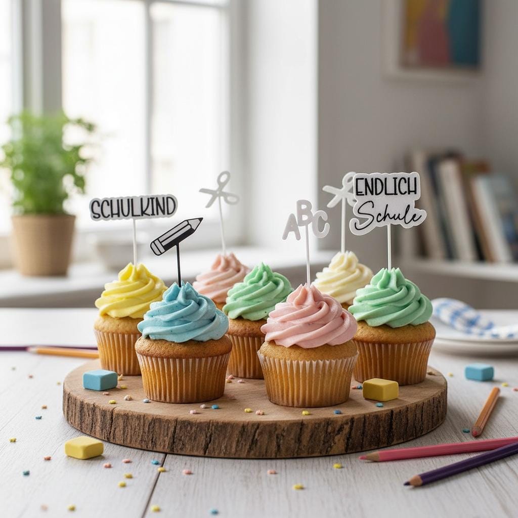 Einschulung Cupcake Topper aus dem 3D Drucker | Schulkind Deko für Muffins & Kuchen