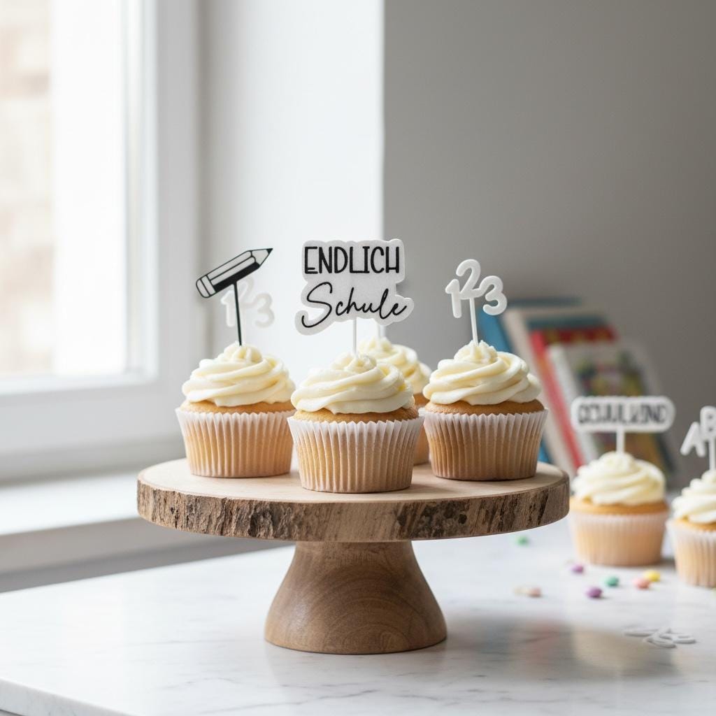 Einschulung Cupcake Topper aus dem 3D Drucker | Schulkind Deko für Muffins & Kuchen