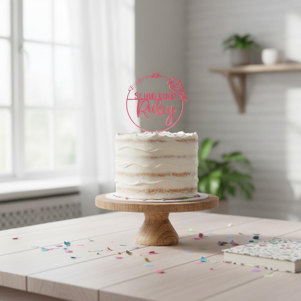 Schulkind Caketopper mit Name | Einschulung 2026 | Personalisierter Tortenstecker | Kuchenstecker Einschulung | 3D Druck