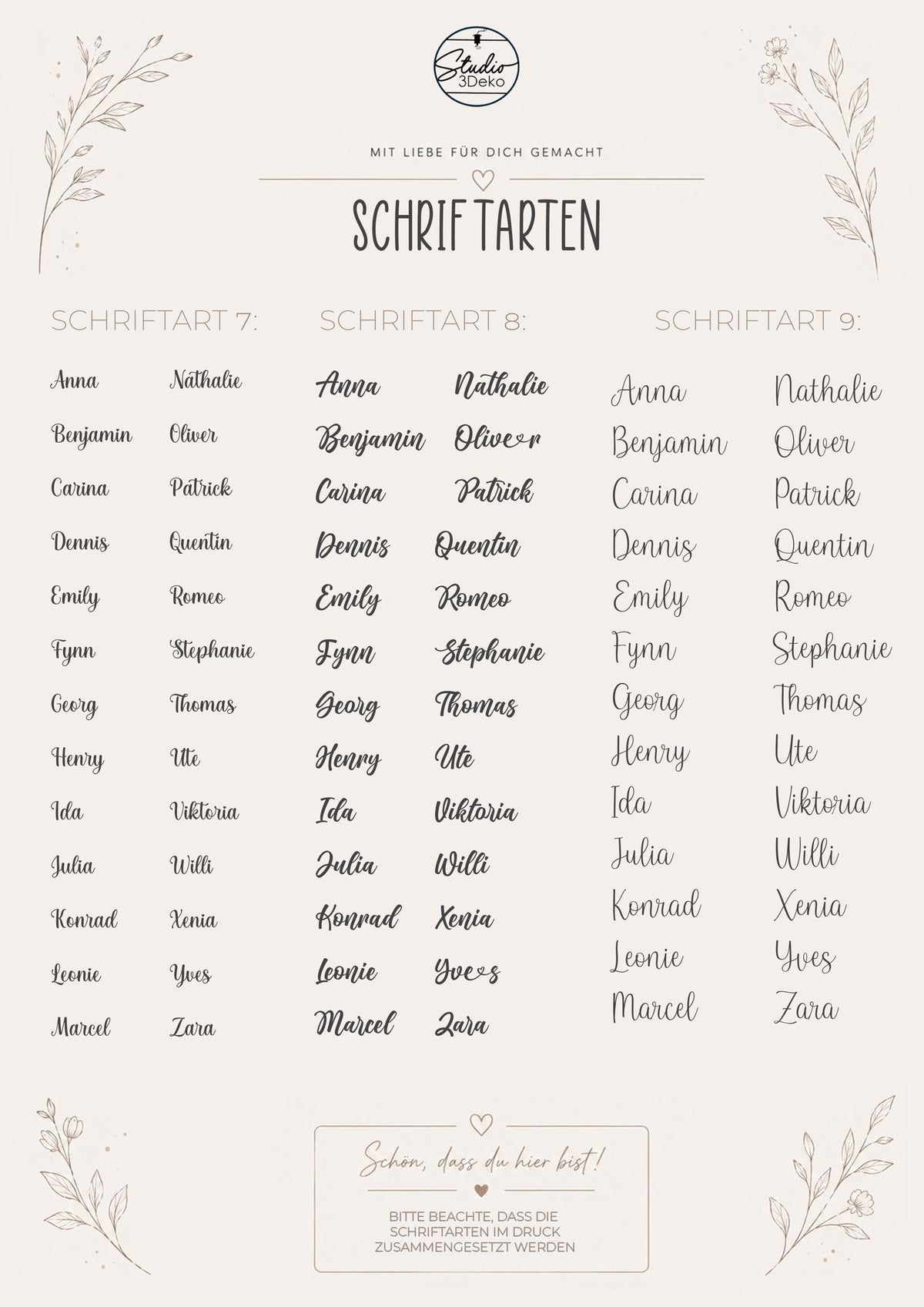 Moderne Platzkarten | Sitzplatz Personalisierte Namensschilder für besondere Anlässe | 3DDruck | Hochzeit | Taufe | Komm