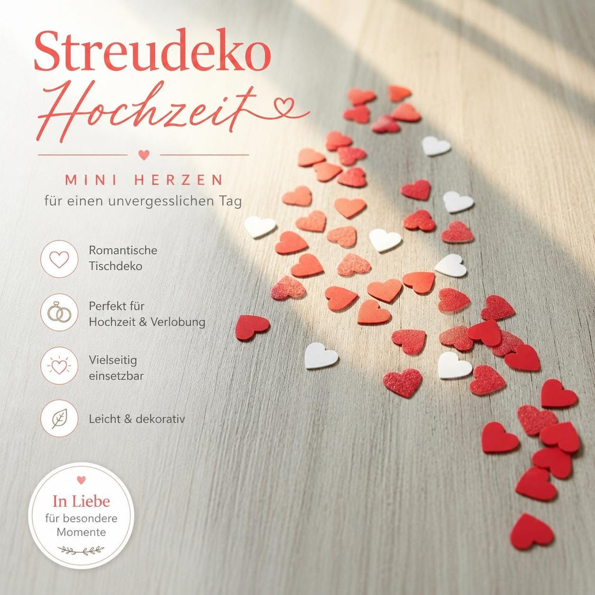 Mini Herz Streudeko Hochzeit | Streuherzen Tischdeko aus 3D Druck | Verschiedene Farben | 12 mm Herzen
