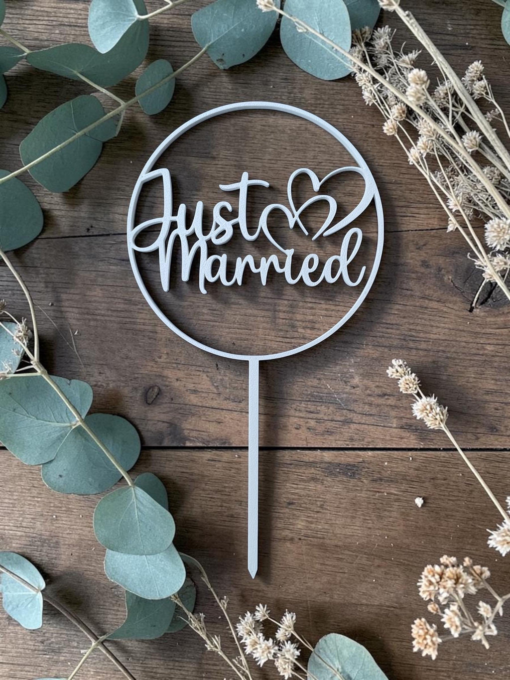 Caketopper Just Married | Hochzeitstorte Topper aus dem 3D Drucker | Tortendeko Hochzeit | Cake Topper mit Herz | Weddin
