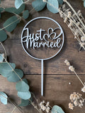 Caketopper Just Married | Hochzeitstorte Topper aus dem 3D Drucker | Tortendeko Hochzeit | Cake Topper mit Herz | Weddin