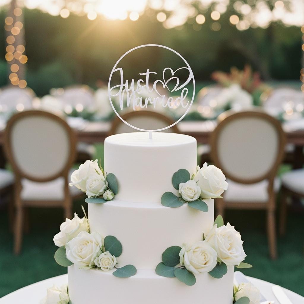 Caketopper Just Married | Hochzeitstorte Topper aus dem 3D Drucker | Tortendeko Hochzeit | Cake Topper mit Herz | Weddin