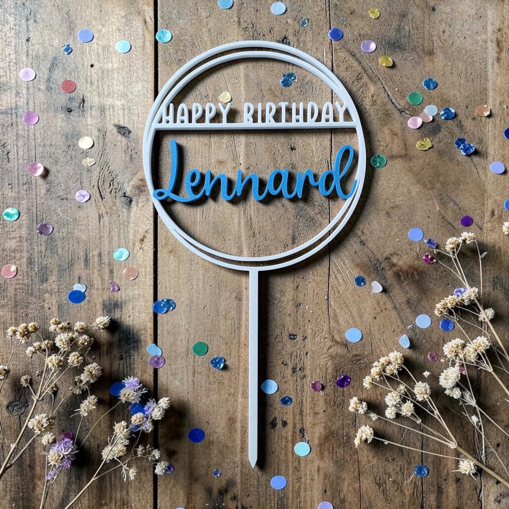 Personalisierter Cake Topper mit Name | Happy Birthday Caketopper | Tortendeko Geburtstag | 3D Druck | schlicht & modern