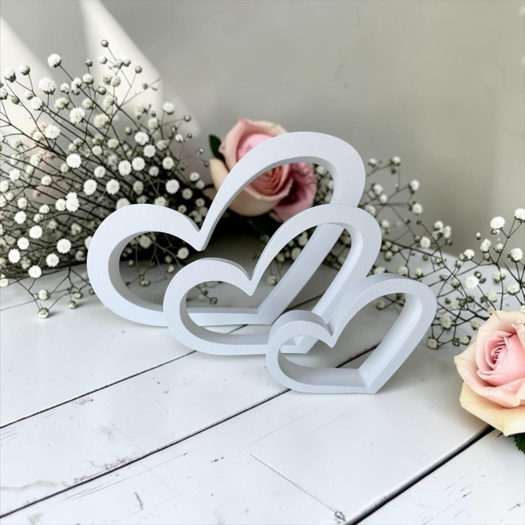 Moderne Hochzeitsdeko Herzen | 3D Druck | 3er Herz Set | Elegante Tischdekoration Hochzeit | Tischdeko Hochzeit