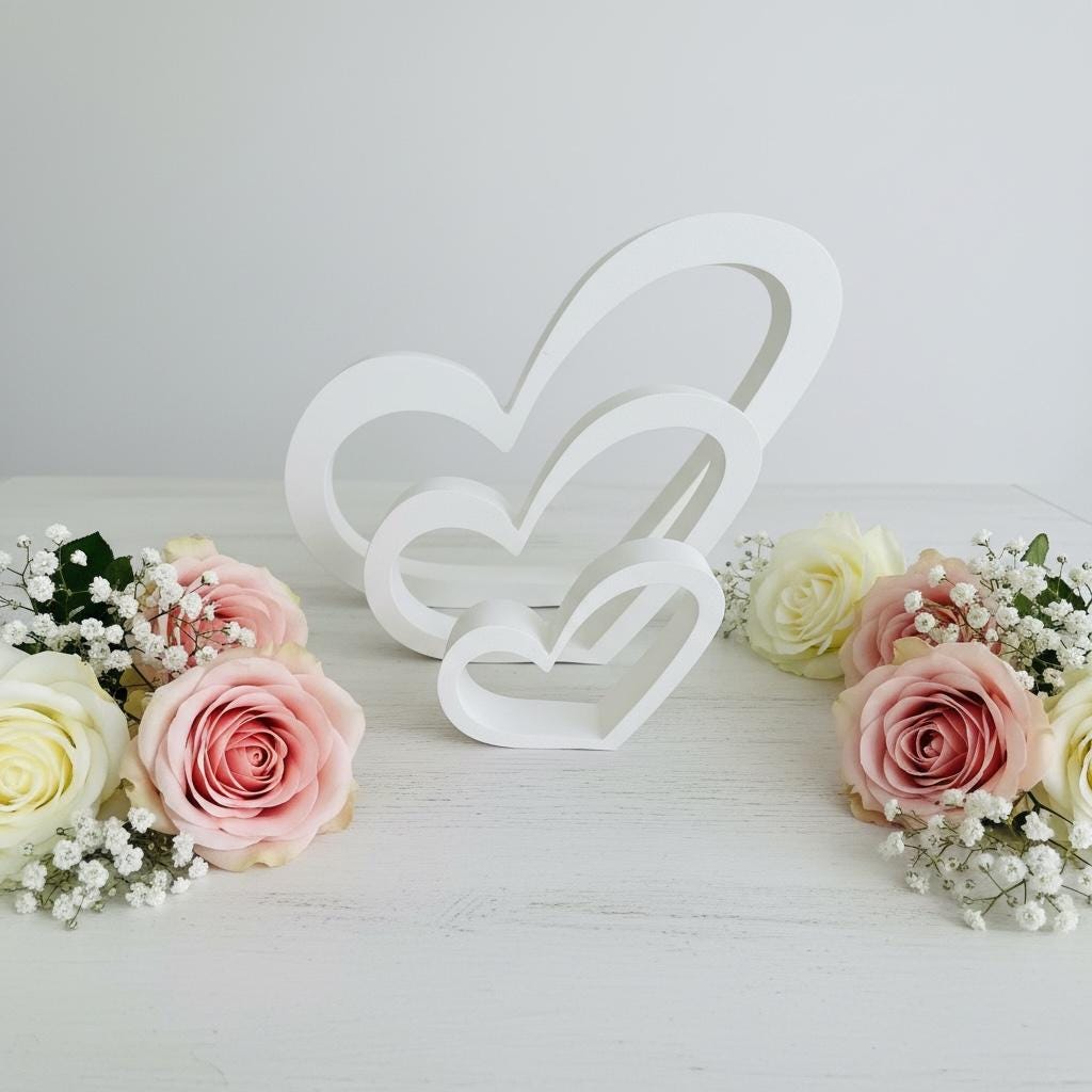 Moderne Hochzeitsdeko Herzen | 3D Druck | 3er Herz Set | Elegante Tischdekoration Hochzeit | Tischdeko Hochzeit