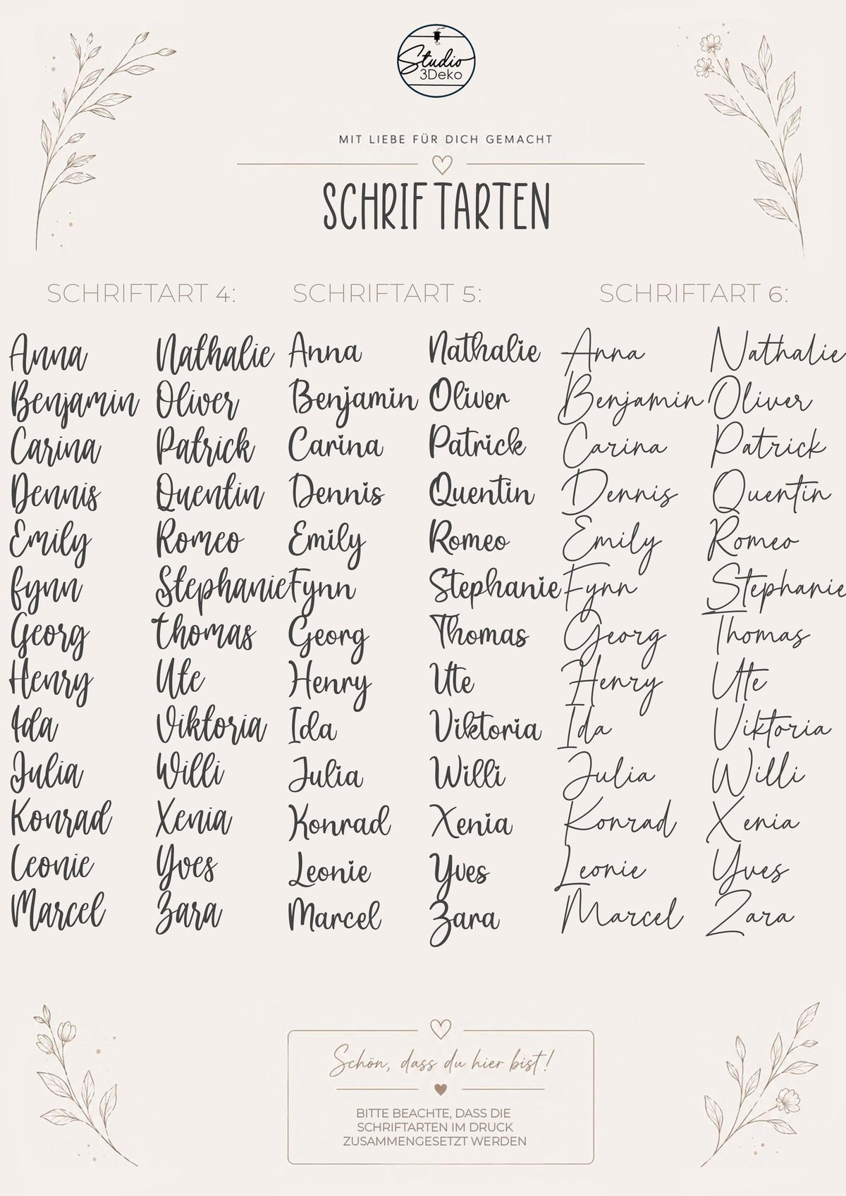 Moderne Platzkarten | Sitzplatz Personalisierte Namensschilder für besondere Anlässe | 3DDruck | Hochzeit | Taufe | Komm