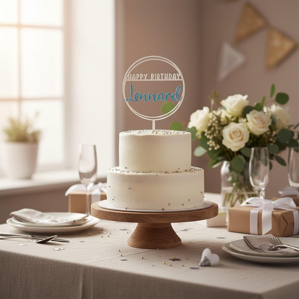 Personalisierter Cake Topper mit Name | Happy Birthday Caketopper | Tortendeko Geburtstag | 3D Druck | schlicht & modern