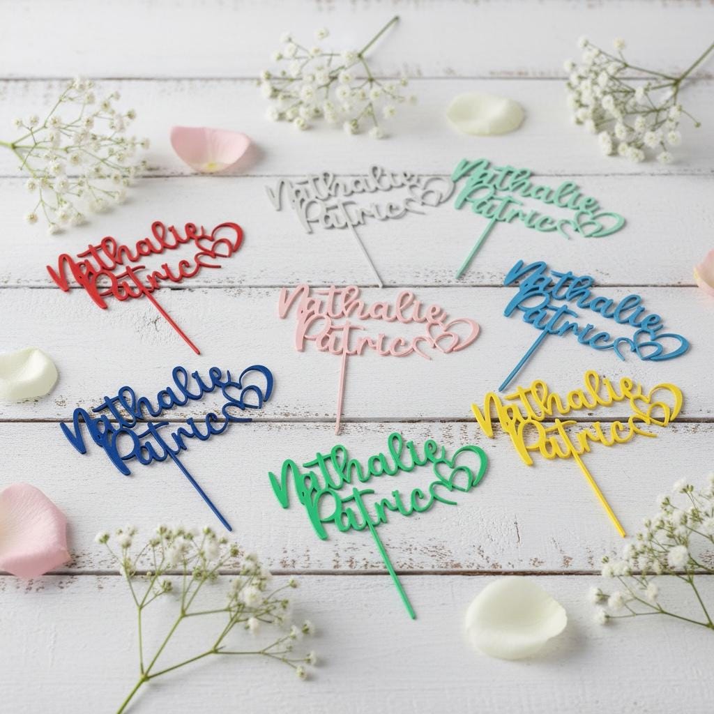 Personalisierter Caketopper Hochzeit mit Namen–3D Druck Tortendeko individuell Cake Topper modern &elegant Hochzeitsdeko