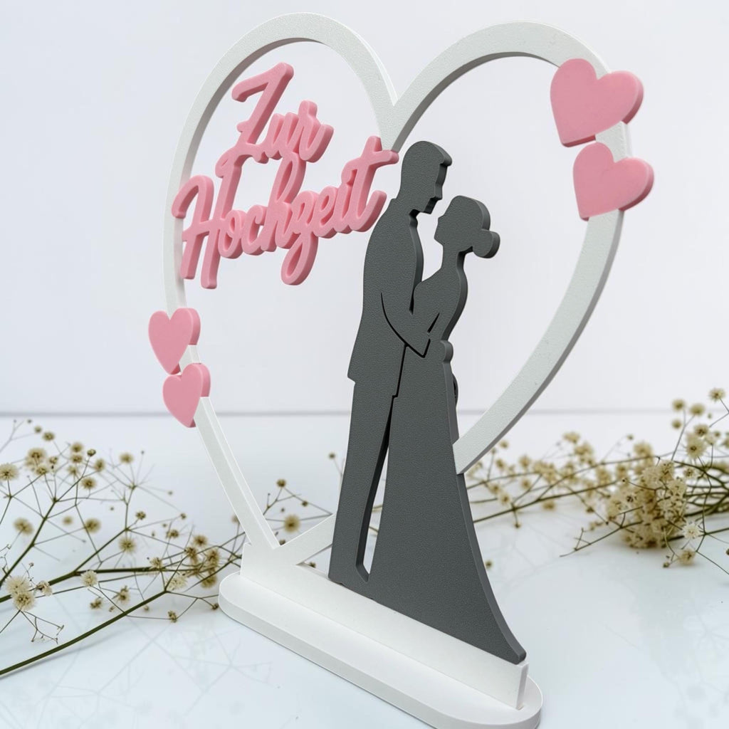 Geldgeschenk Hochzeit | Herz mit Brautpaar | 3D Druck | Zur Hochzeit | Geldscheinhalter | Hochzeitsgeschenk | Geschenkid
