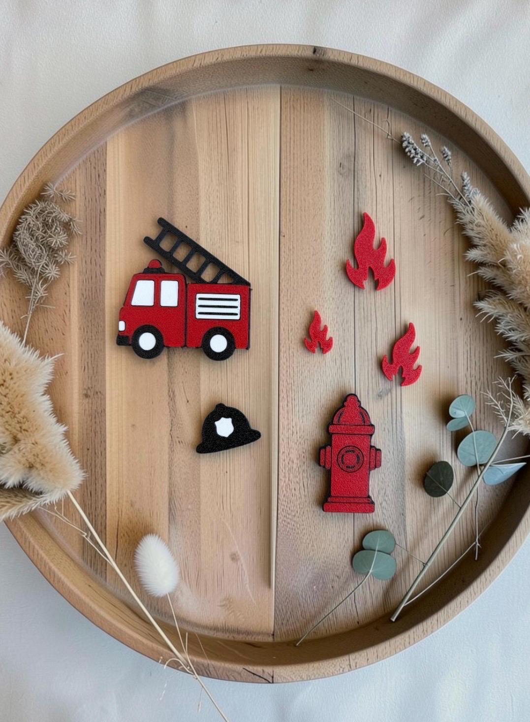 Feuerwehr Cake Topper mit Streudeko | Personalisiert mit Name | Feuerwehr Kindergeburtstag | 3D Druck | Tortendeko | Geb