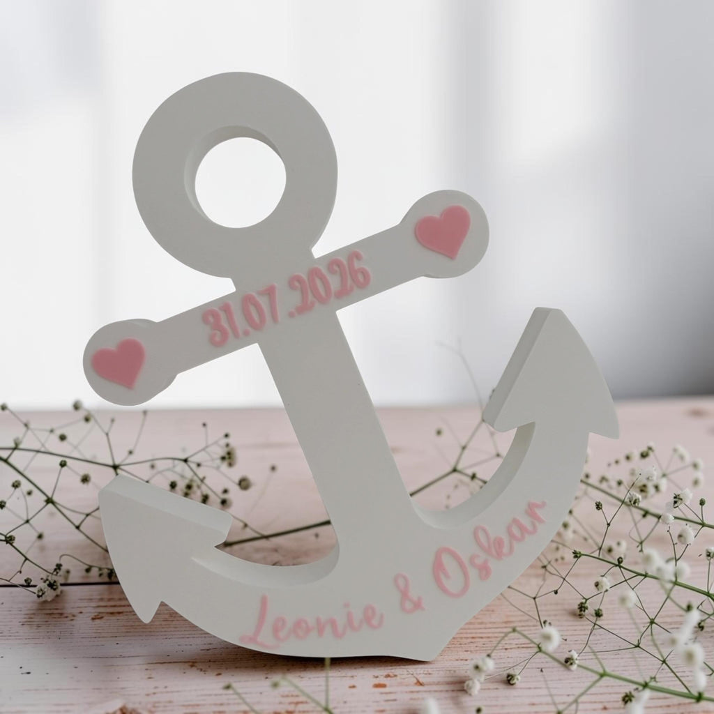 Geldgeschenk Hochzeit Anker | 3D-Druck | Personalisiert | Hochzeitsgeschenk mit Namen & Datum | Geschenk zur Hochzeit | 
