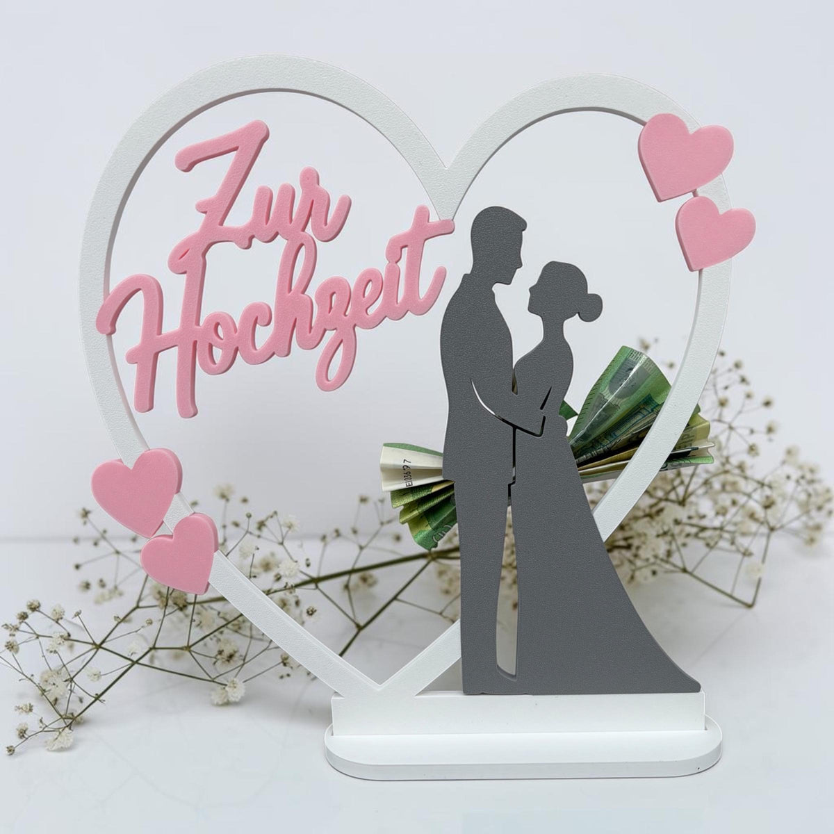 Geldgeschenk Hochzeit | Herz mit Brautpaar | 3D Druck | Zur Hochzeit | Geldscheinhalter | Hochzeitsgeschenk | Geschenkid