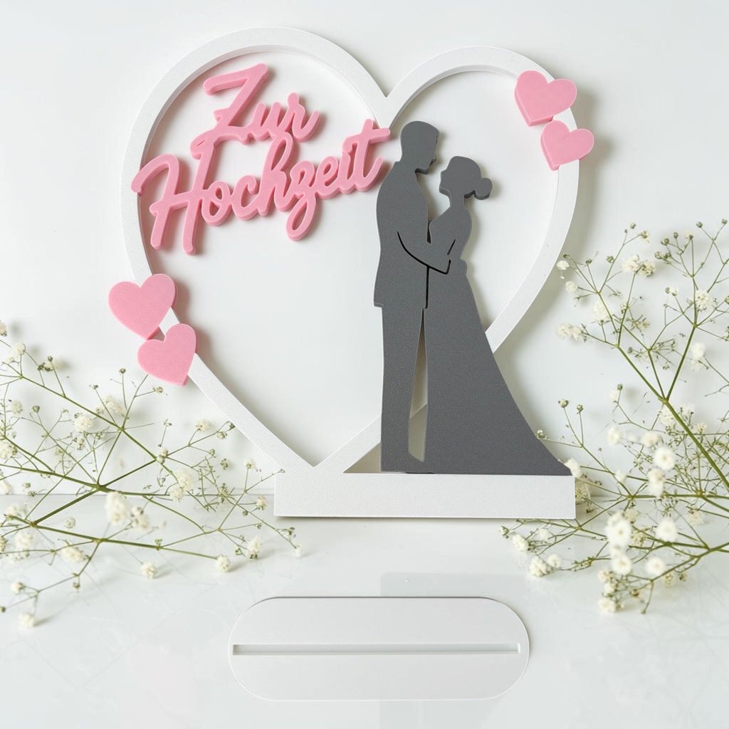 Geldgeschenk Hochzeit | Herz mit Brautpaar | 3D Druck | Zur Hochzeit | Geldscheinhalter | Hochzeitsgeschenk | Geschenkid