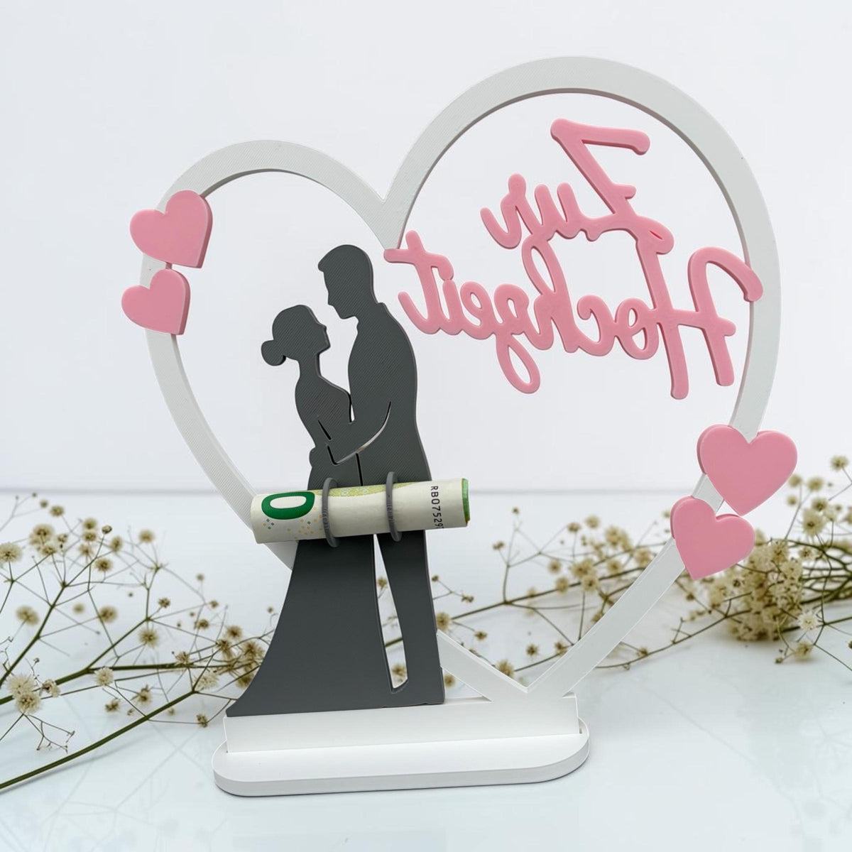 Geldgeschenk Hochzeit | Herz mit Brautpaar | 3D Druck | Zur Hochzeit | Geldscheinhalter | Hochzeitsgeschenk | Geschenkid