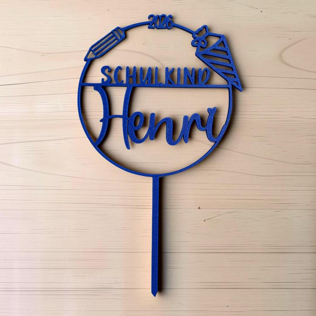 Schulkind Caketopper mit Name | Einschulung 2026 | Personalisierter Tortenstecker | Kuchenstecker Einschulung | 3D Druck