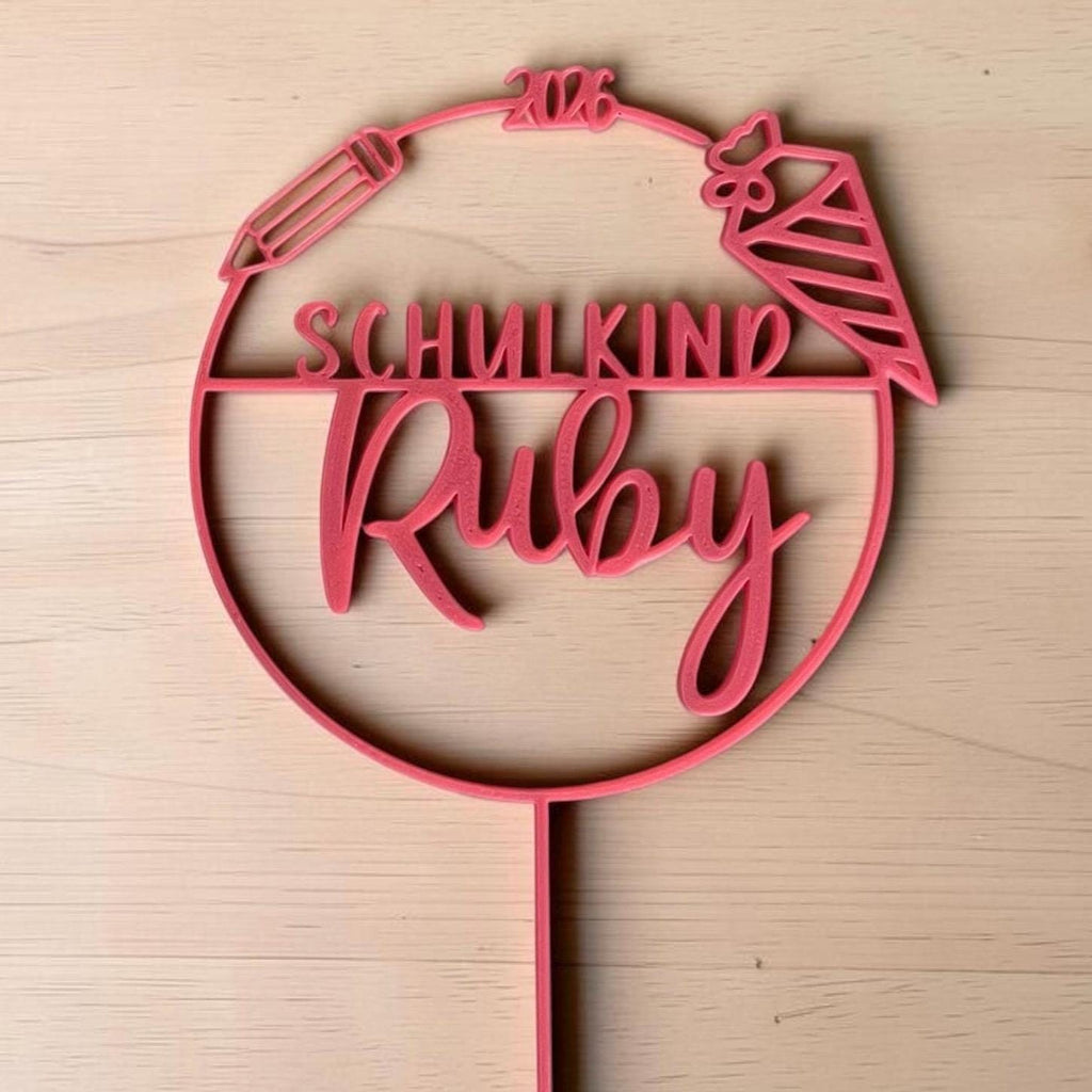 Schulkind Caketopper mit Name | Einschulung 2026 | Personalisierter Tortenstecker | Kuchenstecker Einschulung | 3D Druck