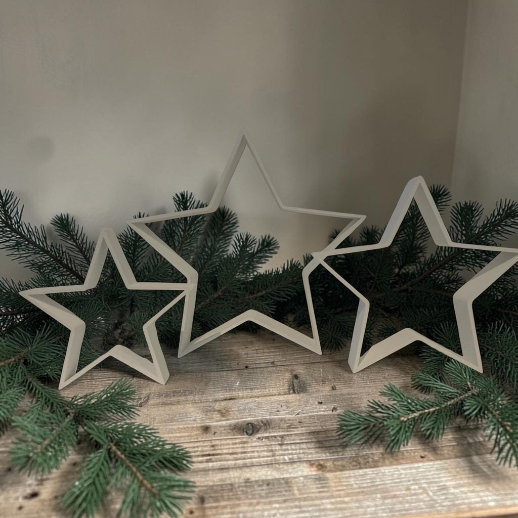 Weihnachtsdeko Sterne 3er-Set | Moderne Dekofiguren für Advent | Minimalistische Winterdeko für Fensterbank und Tisch