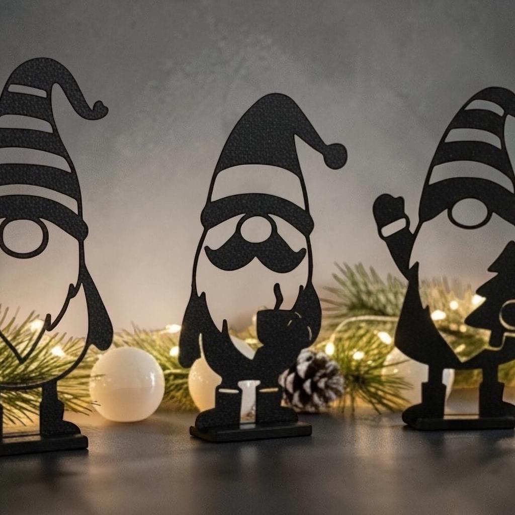 Weihnachtswichtel Deko 3er-Set | Skandinavische Weihnachtsdeko | Wichtelfiguren | Winterdeko aus dem 3D-Druck
