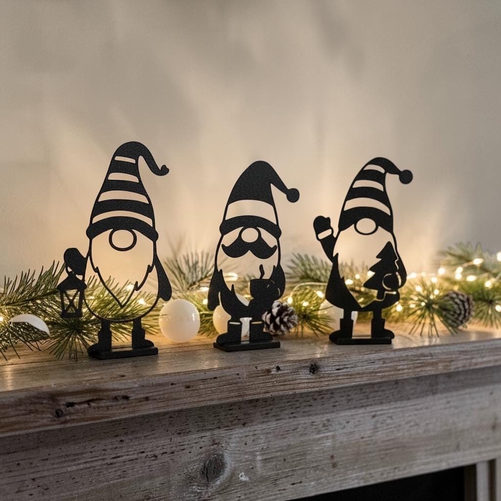 Weihnachtswichtel Deko 3er-Set | Skandinavische Weihnachtsdeko | Wichtelfiguren | Winterdeko aus dem 3D-Druck