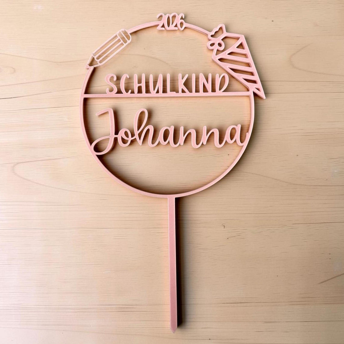 Schulkind Caketopper mit Name | Einschulung 2026 | Personalisierter Tortenstecker | Kuchenstecker Einschulung | 3D Druck