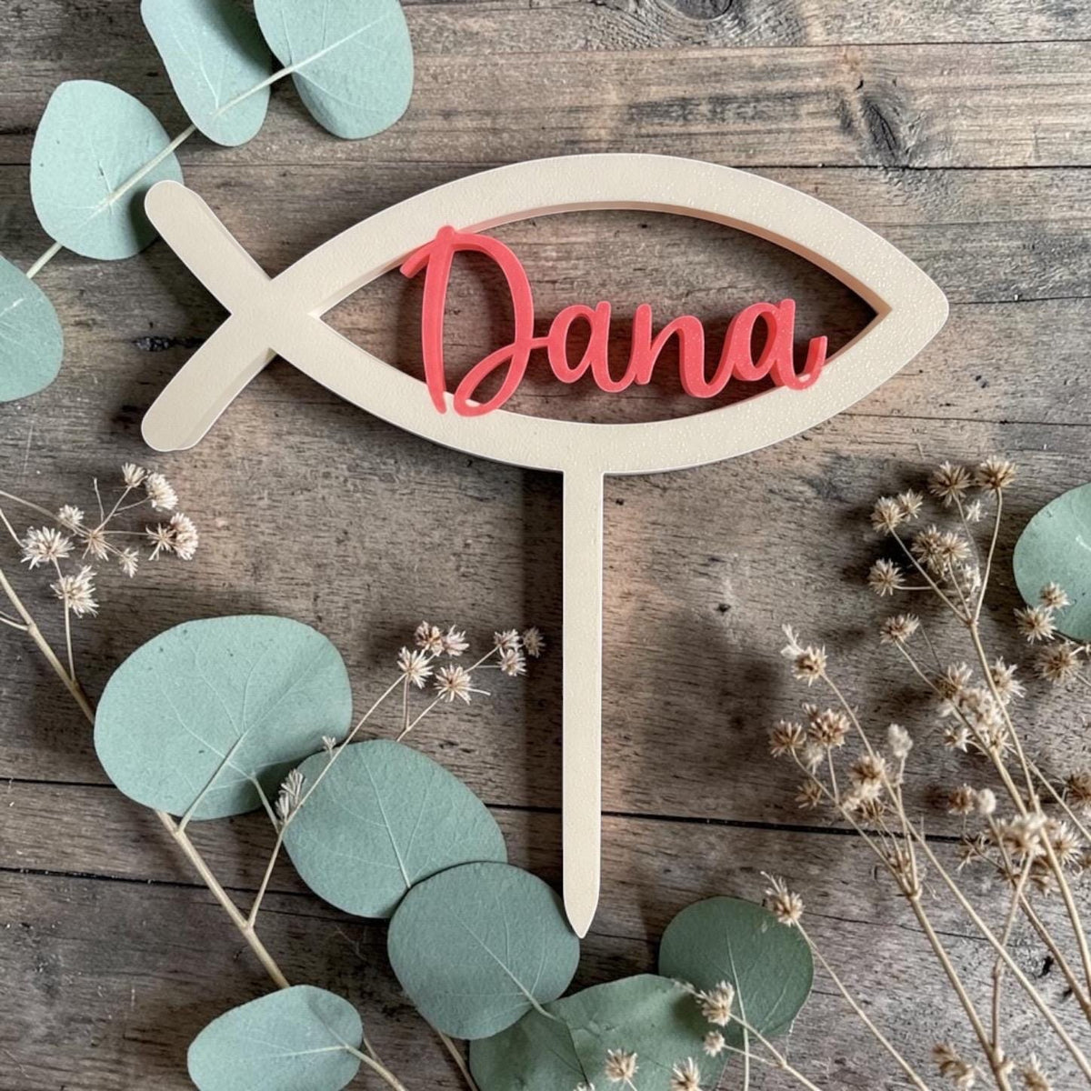 Personalisierter Cake Topper Taufe Kommunion Konfirmation | Tortenstecker mit Name | Christliche Tortendeko