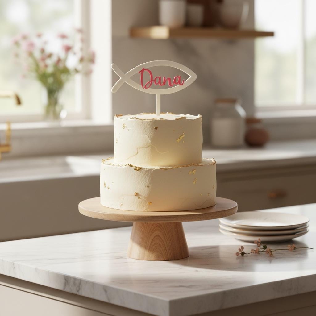Personalisierter Cake Topper Taufe Kommunion Konfirmation | Tortenstecker mit Name | Christliche Tortendeko