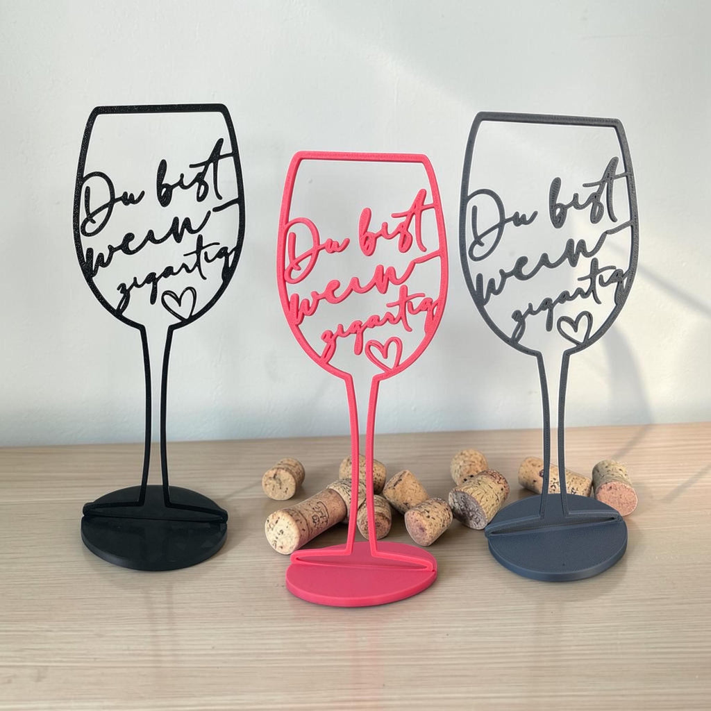 Weinglas Deko | 3D Druck Geschenk | Weinliebhaber Geschenk | Tischdeko | Du bist weinzigartig