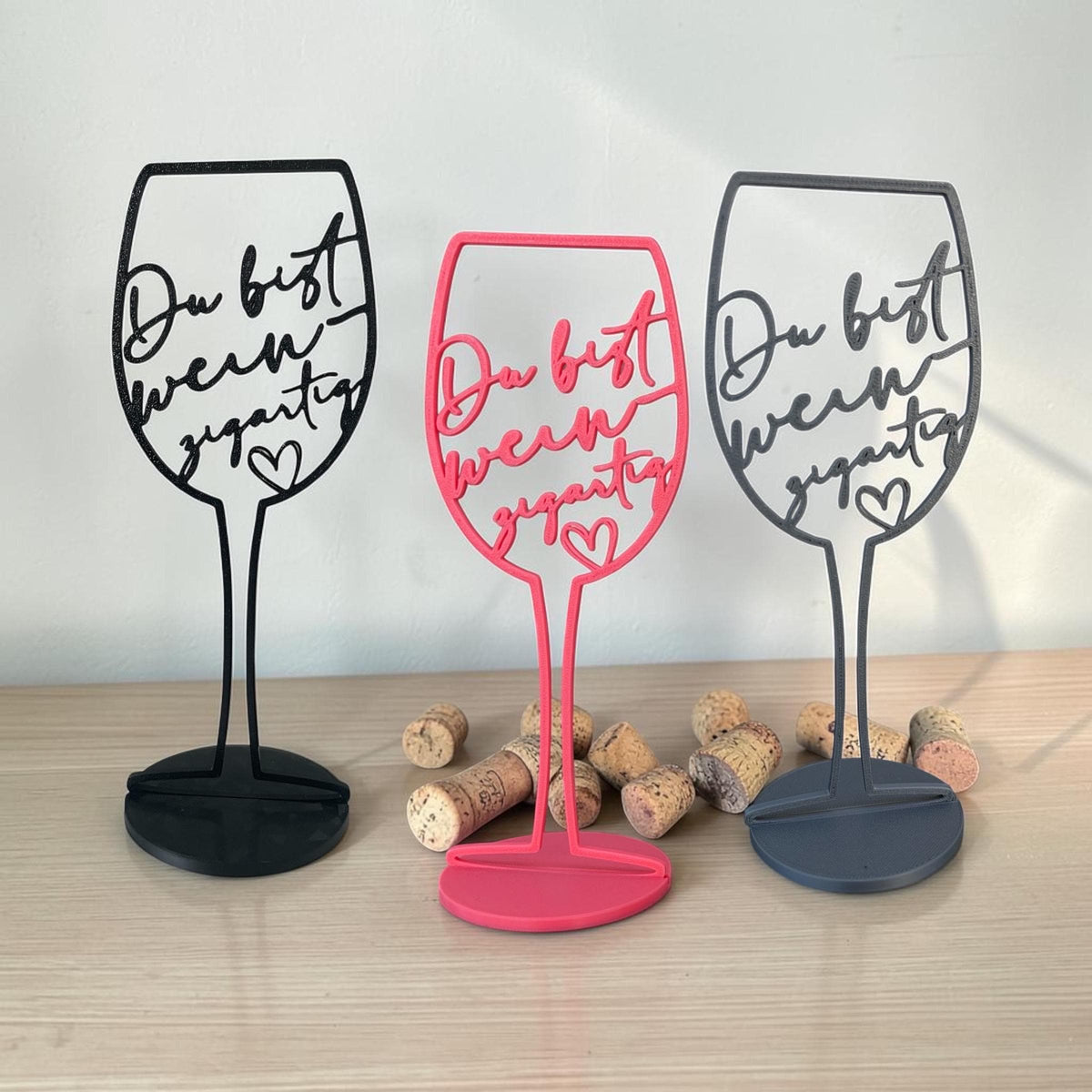 Weinglas Deko | 3D Druck Geschenk | Weinliebhaber Geschenk | Tischdeko | Du bist weinzigartig