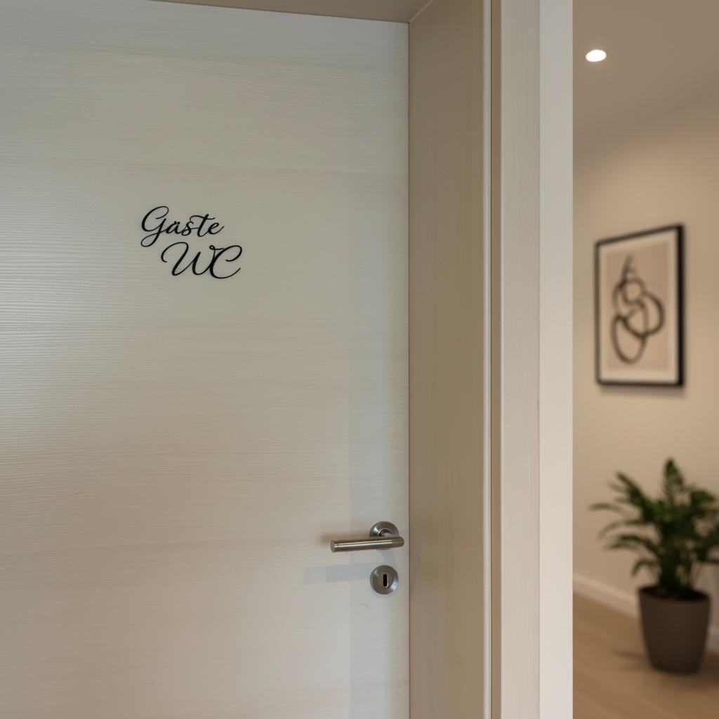 Gäste WC Türschild zweiteilig | Modernes Toilettenschild aus 3D-Druck | Badezimmer Deko | Schriftzug für Gästetoilette
