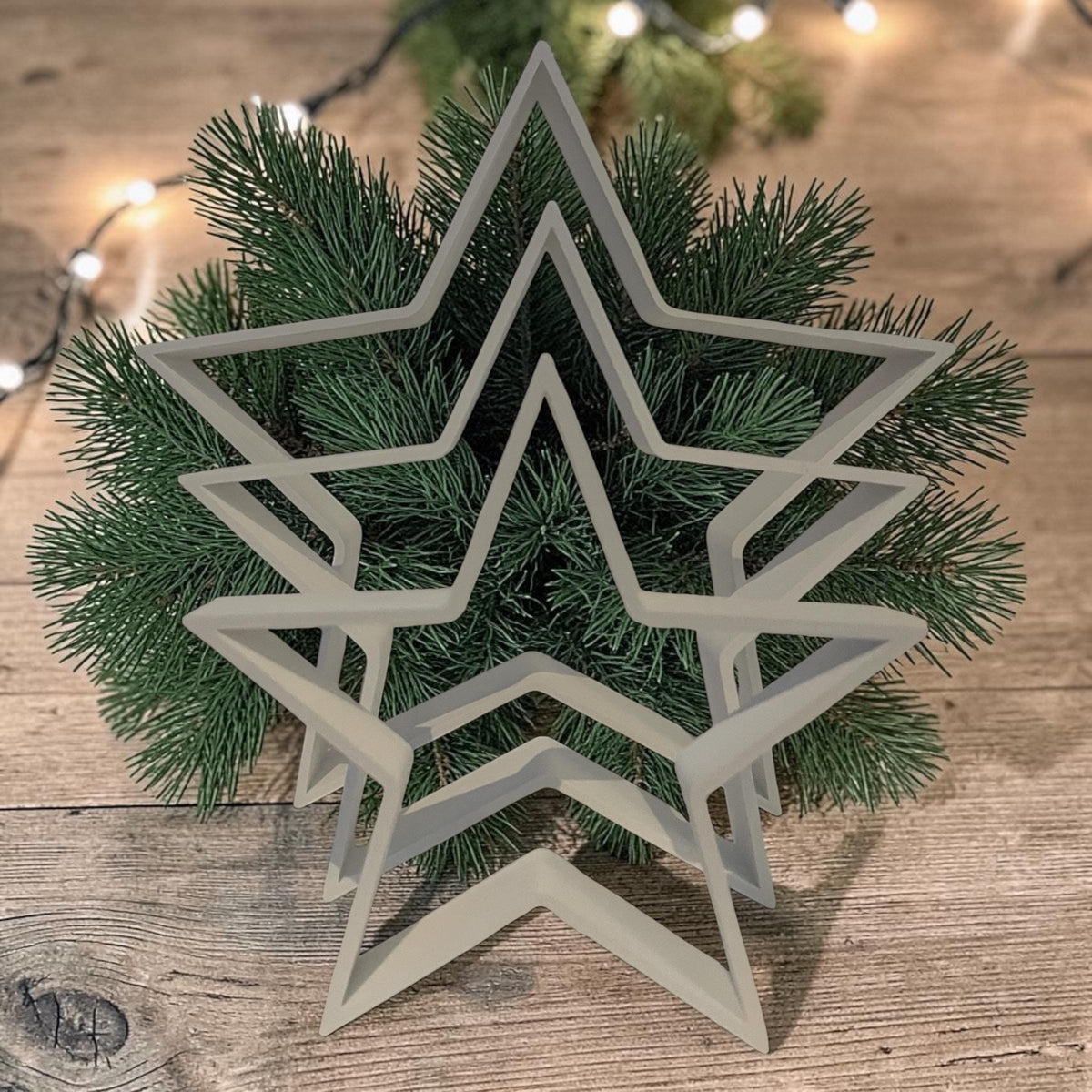 Weihnachtsdeko Sterne 3er-Set | Moderne Dekofiguren für Advent | Minimalistische Winterdeko für Fensterbank und Tisch