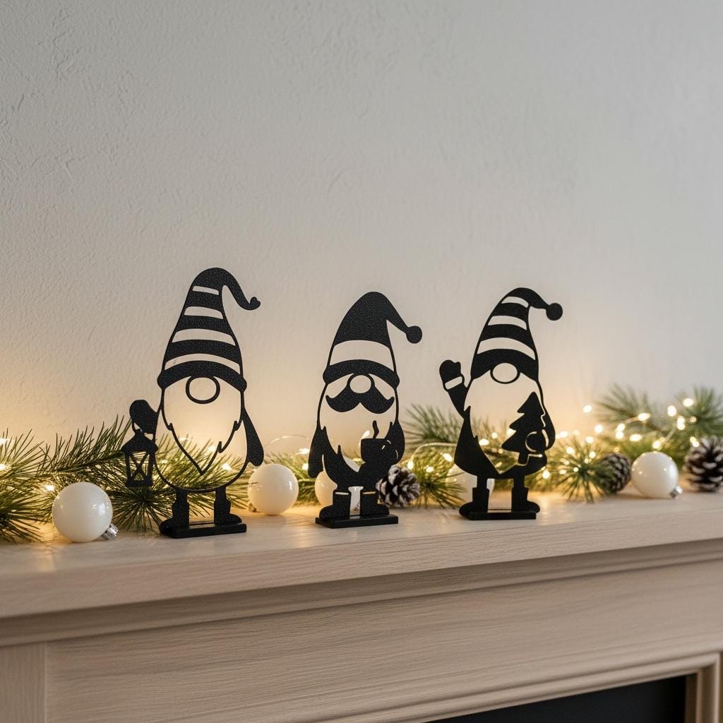 Weihnachtswichtel Deko 3er-Set | Skandinavische Weihnachtsdeko | Wichtelfiguren | Winterdeko aus dem 3D-Druck