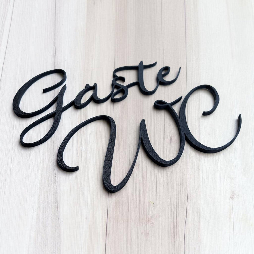 Gäste WC Türschild zweiteilig | Modernes Toilettenschild aus 3D-Druck | Badezimmer Deko | Schriftzug für Gästetoilette